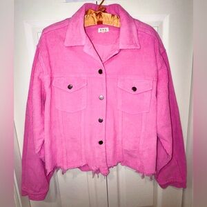 POL Clothing Corduroy Trucker Jacket – Barbie Pink Size: Oversized Small
